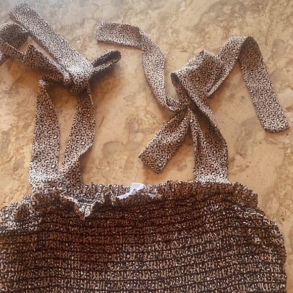 Black/tan leopard print fitted dress size M - Picture 3 of 5